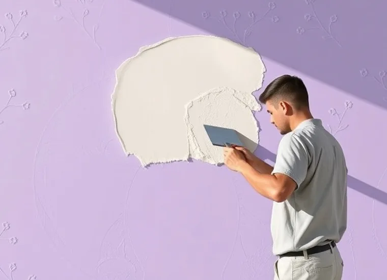 Application d'un enduit décoratif à la lisseuse sur un mur